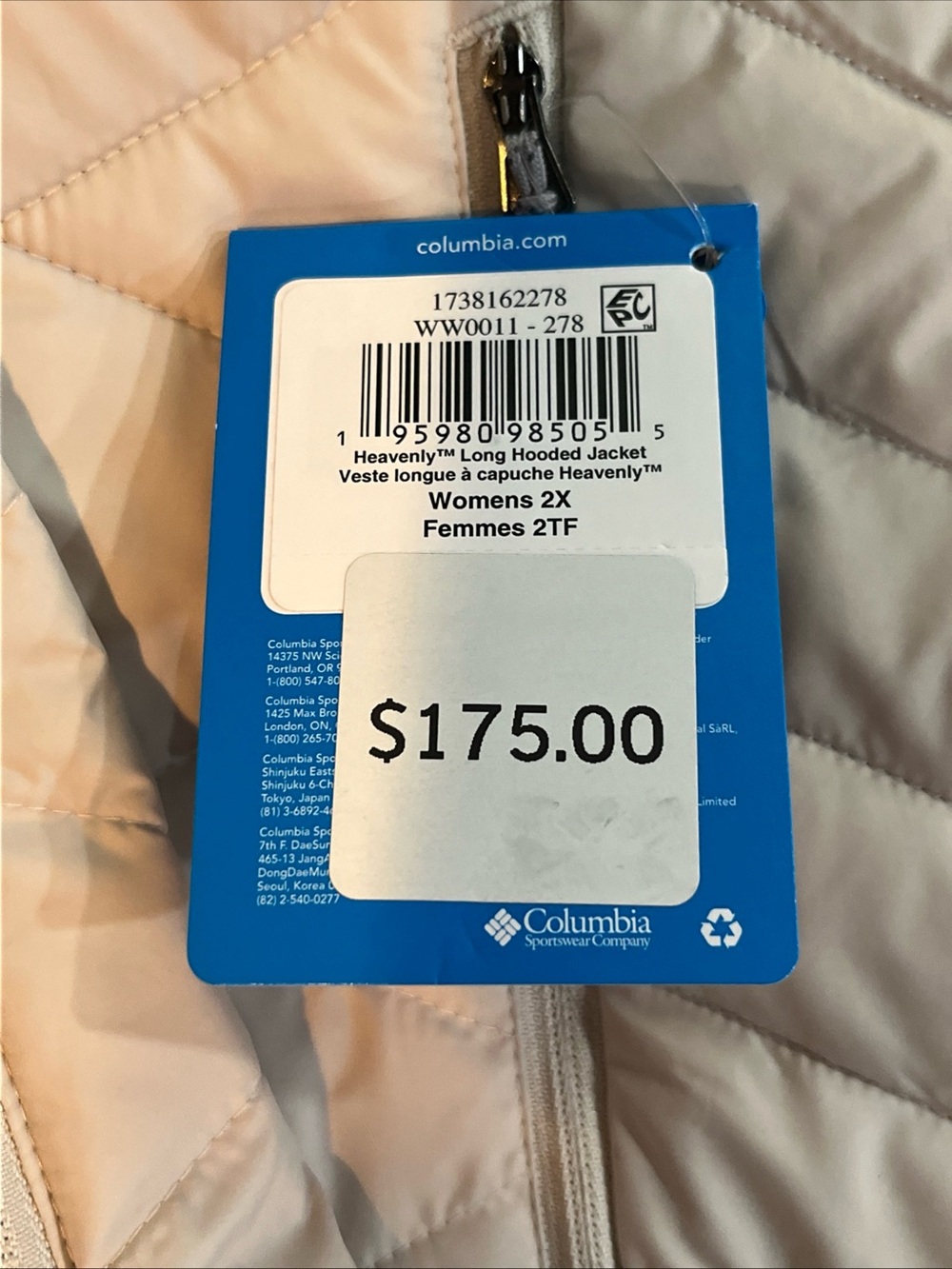Womens 2X Columbia Heavenly Long Hooded Jacket Stone Puffer Omni-Heat Plus Size - Picture 15 of 16